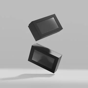 Luxury paper box packaging mockup, black gift box with window display Stock Illustration