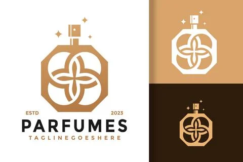 Luxury parfume bottle logo vector icon illustration Stock Illustration