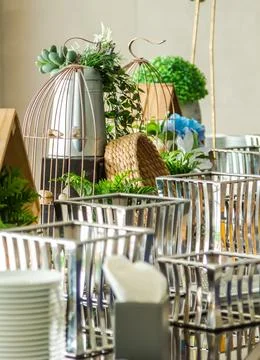 Luxury party dinner table setting concept. Stock Photos