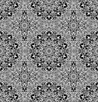Luxury Pattern Boho Flower Black White Illustrazione stock