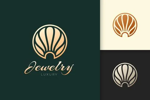 Luxury pearl or shell logo represent jewelry or gem fit for beauty or hotel b Stockillustratie