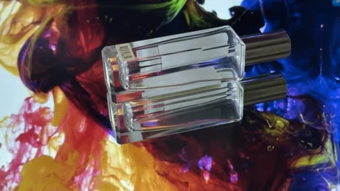 Luxury Perfume Bottles in Abstract Ink Bloom Stock-Footage 321941605