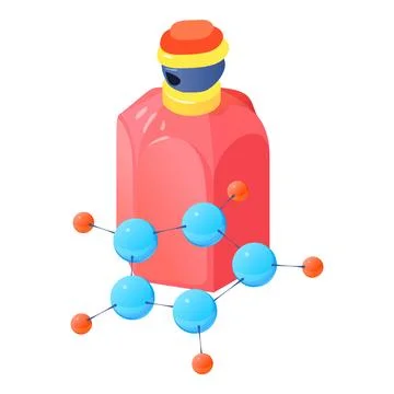 Luxury perfume icon isometric vector. Bottle of new perfume and molecule symb Stock-Illustration