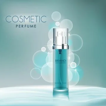 Luxury Perfume Spray with Bubble Background Stock Illustration