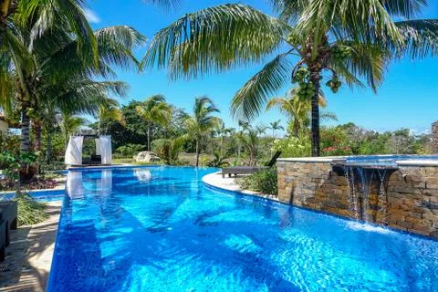 Luxury pool landscape Stock Photos