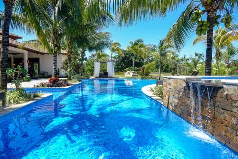 Luxury pool landscape Stock Photos