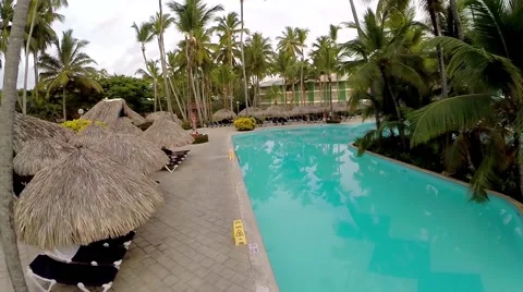 Luxury pool at a vacation resort Stock Footage 52706864