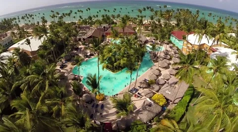 Luxury pool at a vacation resort Stock Footage 53367966