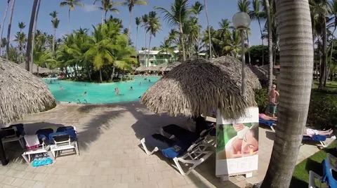 Luxury pool at a vacation resort Stock Footage 53368037