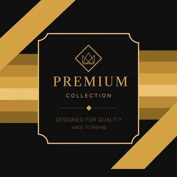 Luxury premium label template with black and gold geometric frame Stock Illustration