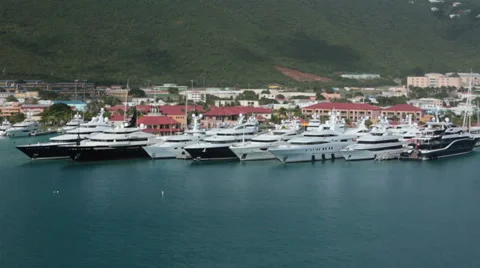 Luxury private yachts harbor St Thomas USVI HD 0905 Stock Footage 35883108