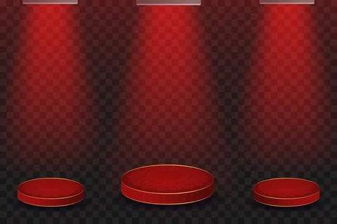Luxury Product Showcase Background Three Circular Red and Gold Podiums with.. Stockillustratie
