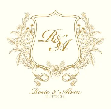 Luxury RA initial Wedding Crest Monogram. Stock Illustration