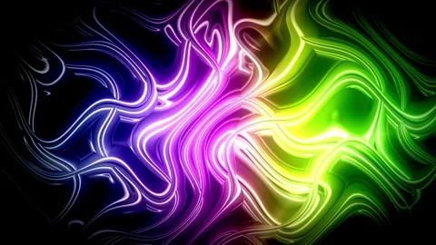 Luxury Rainbow Neon Fluid Waves Background Loop 4K - Elegant VIP Brand Displa Stock Footage 347176997