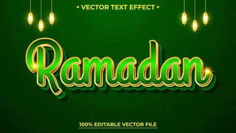 Luxury Ramadan Editable Vector Text Effect Green Background Stockillustratie