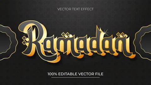 Luxury Ramadan Kareem Editable Text effect Template Stock Illustration