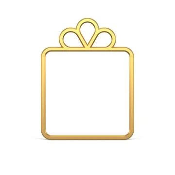 Luxury rectangle gift box frame with bow golden decorative design for Christm 스톡 일러스트