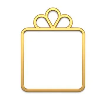 Luxury rectangle gift box frame with bow golden decorative design for Chris.. Illustrazione stock