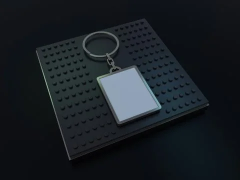Luxury rectangle keychain with space for text or logo. 3D Illustrazione stock