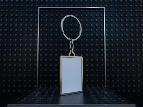Luxury rectangle keychain with space for text or logo. 3D Stock Illustration