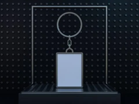 Luxury rectangle keychain with space for text or logo. 3D Stock Illustration