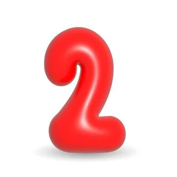 Luxury red balloon digit Two. 3d realistic illustration. For Happy Birthday. Illustrazione stock