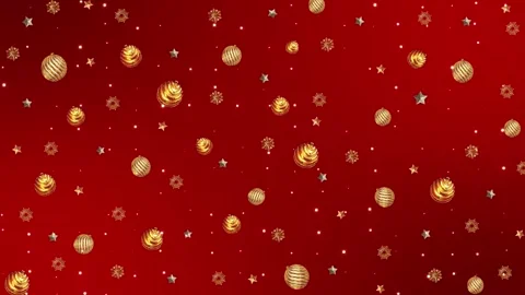 Luxury Red Holiday Ornament Pattern with Gold Christmas Decorations Stock Footage 342620195