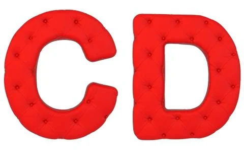 Luxury red leather font c d letters Illustrazione stock