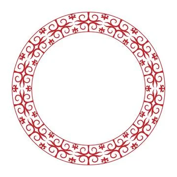 Luxury red round frame. Islamic Circle frame. Round frame with floral pattern  Stock Illustration