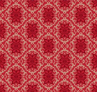Luxury red seamless decorative pattern design template. 스톡 일러스트