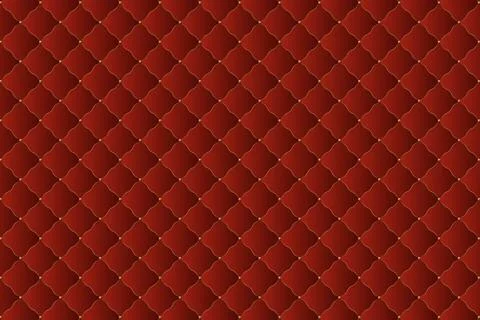 Luxury red tufted pattern with gold beads and border upholstery texture Illustrazione stock
