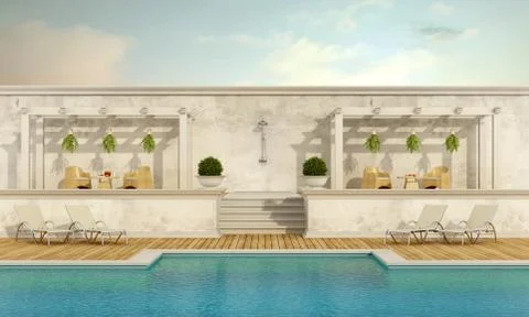 Luxury resort with pool Stock Illustration