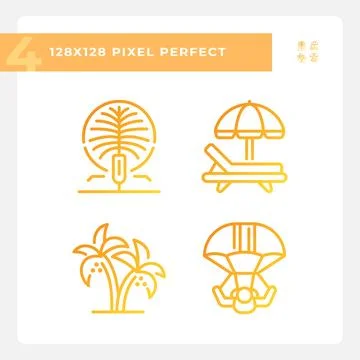 Luxury resort vacation gradient linear vector icons set 스톡 일러스트