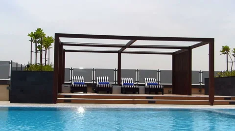 Luxury rooftop swimming pool Stock Footage 46930272