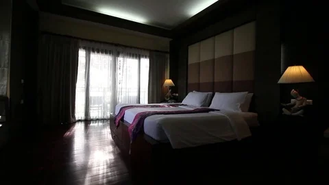 Luxury Room With Double Bed Side Dolly Camera Vídeos de archivo 76028861