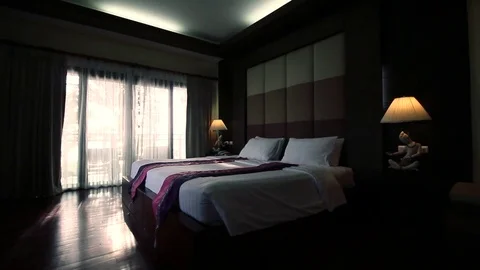 Luxury Room With Double Bed Side Front Dolly Camera Видео 76029862