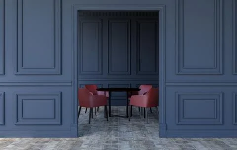 Luxury room interior in modern classical design with dining table and chairs Stock Illustration