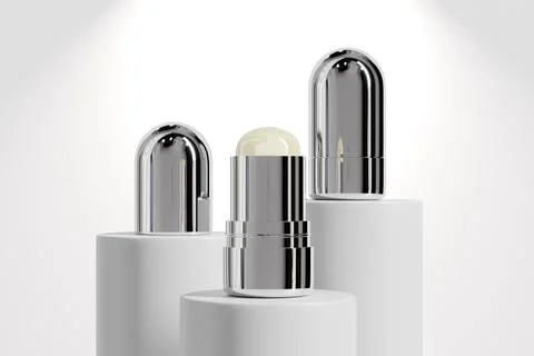 Luxury Rotating Solid Cream Tube mockup, metallic foundation Stick packaging Stock Illustration