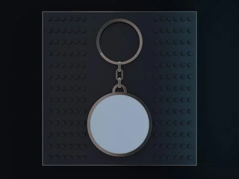 Luxury round keychain with space for text or logo. 3D Illustrazione stock