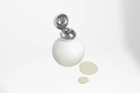 Luxury rounded shape cosmetic bottle with metallic Spherical flip Cap mockup Stock Illustration