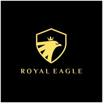 Luxury Royal eagle logo, Eagle Shield with crown logo design. Stock Illustration