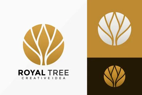 Luxury Royal Tree Logo Vector Design. Abstract emblem, designs concept, logos Stock Illustration