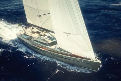 Luxury Sail Boat 3d render. 库存插图