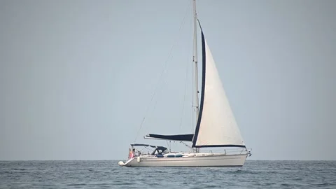 Luxury sailboat passing by. Low angle view of sailing Stock Footage 160589852