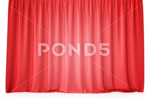 Luxury scarlet red silk velvet curtains realistic. 3d rendering Stock Illustration