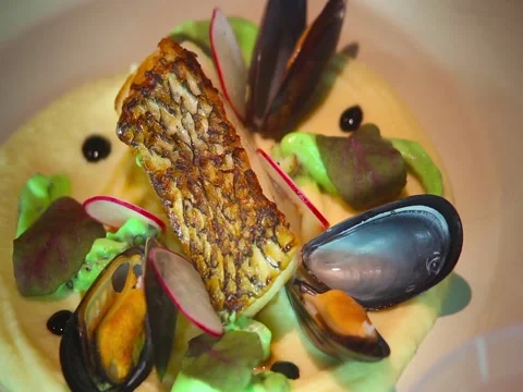 Luxury seafood dish 스톡 동영상 72334521