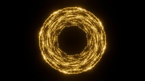 Luxury seamless loop animation of golden short light lines rotating in a circle, Stock Footage 340829622