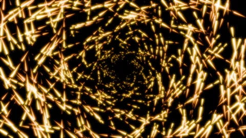 Luxury seamless loop animation of golden star particles forming a geometric Video stock 340991656