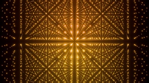 Luxury seamless loop animation of moving slowly through a dense matrix of golden Stock-Footage 342840108