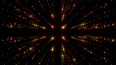 Luxury seamless loop animation of moving through wide angle grid of golden bokeh Stock-Footage 343432313